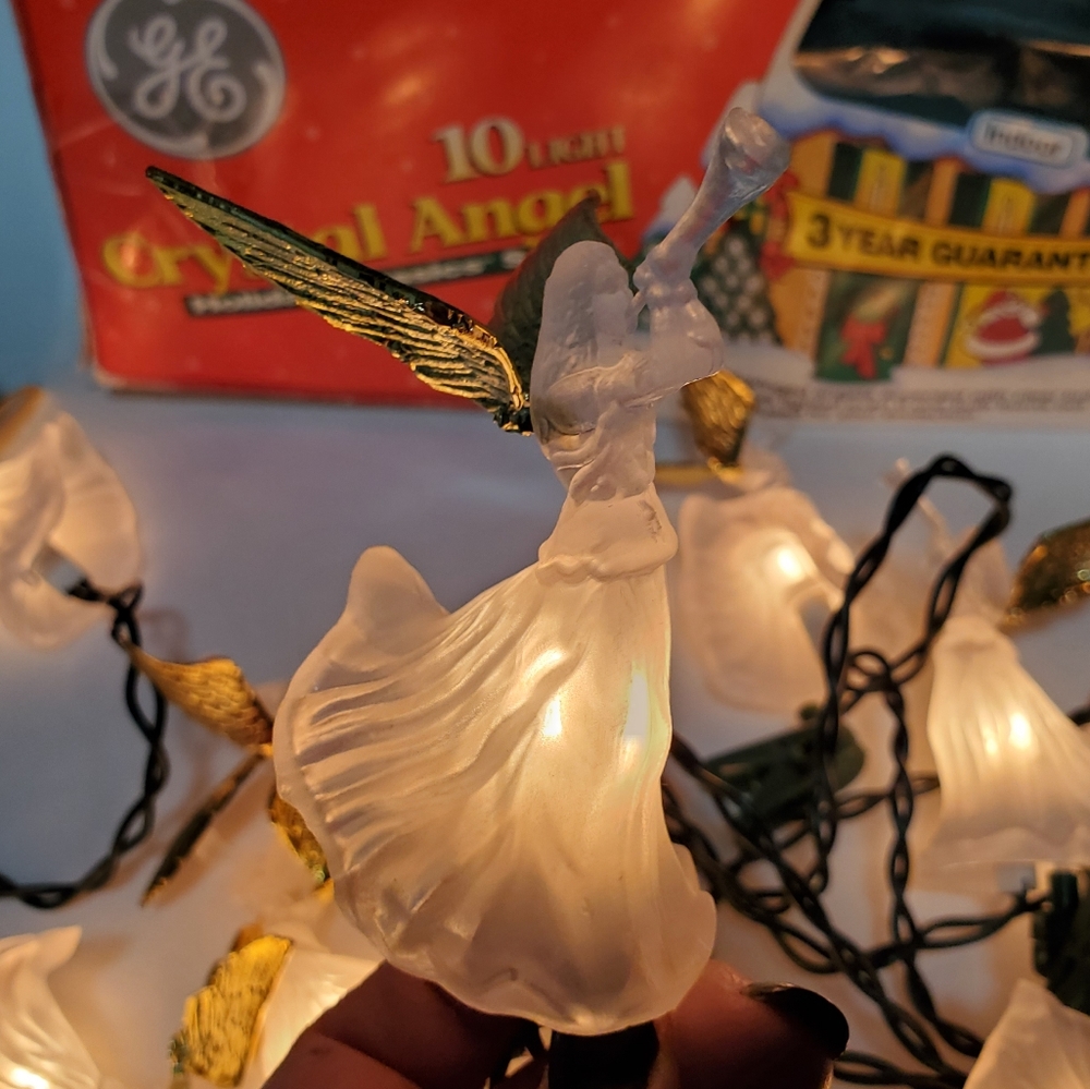Vintage Angel Christmas Tree Lights GE 10 Lights Holiday Decor Religious